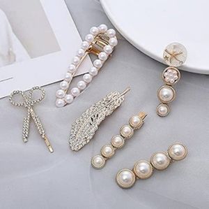 6 Piece Rhinestone & Faux Pearl Hair Clips
